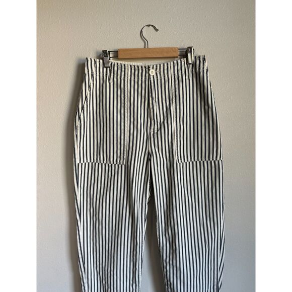 Brixton Women's Cut Vancouver Cropped Chino Navy/White Stripe Ankle Pant Size 28 - Picture 5 of 11
